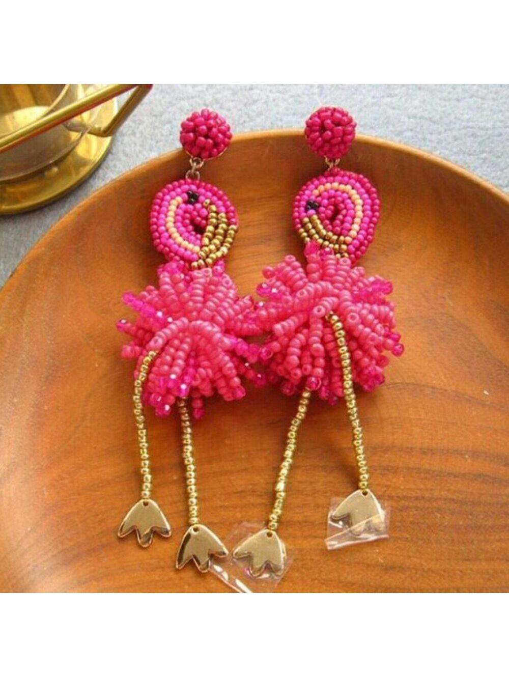 BaubleBar Beaded Flamingo Drop Earrings